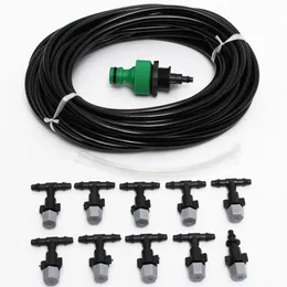 10m 33ft Outdoor Garden Water Sprinkler System Grass Plant Irrigation with 10 Plastic Mist Nozzle Set