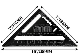 Triângulo Régua De Medição Ferramenta De Liga De Alumínio Preto Quadrado Guia de Layout de Construção Carpinteiro Carpintaria 7 polegadas / 185mm GGA684 50 PCS