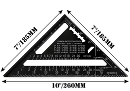 Trójkąt Władca Narzędzie Pomiarowe Czarny Stop Aluminium Square Layout Guide Budowa Carpenter Woodworking 7 cali / 185mm GGA684 50 sztuk