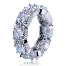 Mrożone 1 wiersz cz pierścionek pełny bling ślub cyrkon wydrążony zaręczyny moda biżuteria hip hop prezent