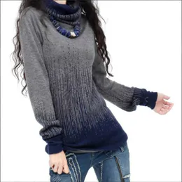 Women's Autumn Winter Cashmere Turtleneck Sweaters And Pullovers Artkas Women Vintage Gradient Knitted Sweater Lady Warm Jumpers S18100902