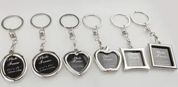 6 Designs Couple Heart Round Square Shape Photo Frame Key Chain Photo Keychain Zinc Alloy Key Ring