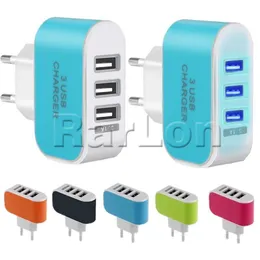 US EU-kontakt 3 USB-portar Väggladdare 5V 3.1A LED Travel Power Adapter EU Laddare Dockavgift för Galaxy S8 Note8