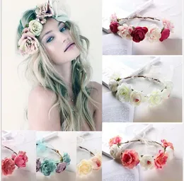 6 Colors New Bohemia Handmade Flower Crown Wedding Wreath Bridal Headdress Headband Hairband Hair Band Accessories