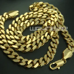 18K guldfylld mens fast kedja lång halsband curb ring länk smycken n227