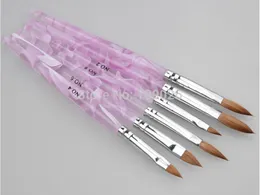 HOTSALE 6pcs/SET 2#/4#/6#/8#/10#12# Kolinsky Sable Brush Pen Acrylic Nail Art Builder Brush Design for acrylic nail brushes set