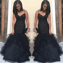 Trendy Spagetti Boncuk Mermaid Abiye Boncuk Suudi Arabistan Vestidos De Dresses Uzun Parti Elbise Balo Örgün Pageant Ünlü Abiye