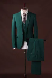 Brand New Groomsmen Notch Lapel Groom Tuxedos Dark Green Men Passar Bröllop / Prom Best Man Blazer (Jacka + Byxor + Vest + Tie) A190