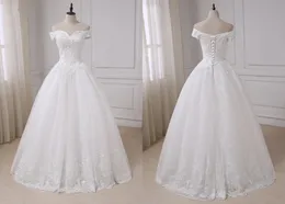 Romantyczne Tanie Suknie Ślubne Plus Rozmiar Prawdziwe zdjęcia Zroszony Cekiny Koronki Linia Princess Designer Suknia Ślubna Suknie Ślubne Vestido de Novia