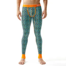 Thermal Long Johns Men Leopard Print Cotton Mens Leggings Sexy