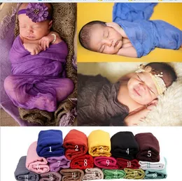 18 Colors Baby Plain Photography Props blankets Newborn Long Lightweight strechy Wrap Swaddling Wraps Props Photo Blanket Nursery Bedding