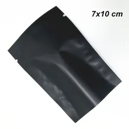 7x10 cm Mattsvart 300 st Open Top Aluminiumfolie Vakuum Värmeförsegling Förpackningspåsar Vakuum Mylar Folie Matventil Värmeförseglingspåse för torkade nötter