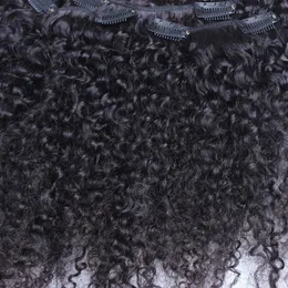 Afro Kinky Curly Clip in Human Hair Extensions Brazylijski 100% Remy Hair 120g / Set Jet Black Color 1 #