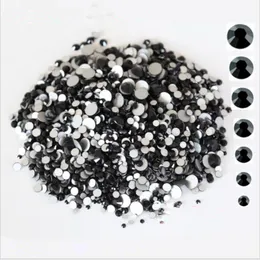 1440PCS/Pack SS3-SS12 Glass Crystal Black Non Hotfix Flatback Rhinestones Nail Rhinestones For Nails 3D Nail Art Decoration Gems