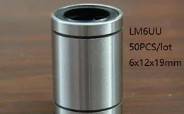 50 sztuk / partia LM6UU 6mm Liniowe łożyska kulkowe liniowy tuleja przesuwna liniowa łożyska ruchu 3D części drukarki CNC router 6x12x19mm