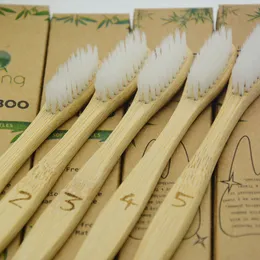 Jednorazowa szczoteczka do zębów OEM Dostosowany Logo Bamboo 5in1 szczoteczki do zębów Cleaner Denture Zęby Zestaw Podróży Miękki