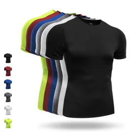 2018 Snabbtorkad kompressionskjorta Korta ärmar T Shirt Fitness Kläder Solid ColorQuick Dry Bodybuild MMA CrossFit