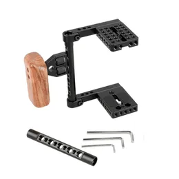 CAMVATE DSLR Video Camera Cage Stabilizer Rig with Wooden Handle for Canon Nikon Sony Item Code: C1392