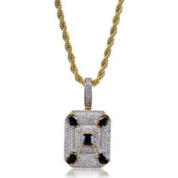 Hip Hop Necklace for Men Yellow Gold Ice Out Full CZ Gem Pendant Necklace for Men Nice Gift for Boy Friend