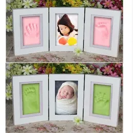 Baby Photo Frame DIY Footprint Handprint Impression Cast Gift Set Picture with Soft Clay Cover Prezent dla dzieci