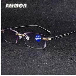 Belmon بدون إطار نظارات للقراءة الرجال النساء الماس قطع ديوبتر نظارات الذكور طويل النظر النظارات + 1.0 + 1.5 + 2.0 + 2.5 + 3.0 RS611