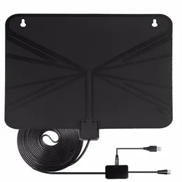 Freeshipping Amplified HDTV Antenna 50 miles Range Digital Inomhus US Plug TV-antenn Signalförstärkare Booster W / 10FT Long Range Cable