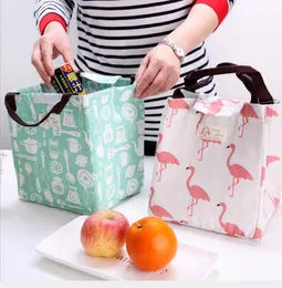 Cartoon flamingo coolel bags outdoor camping picnic lunch bag portable fruits drinks storage bag cotton liner aluminum foil insulated bag