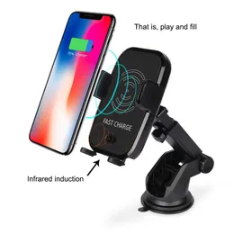 Qi Wireless Charger Fast Wireless Charging Infrared induction Air outlet mountcar desk sucker base for iPhone and for Samsung