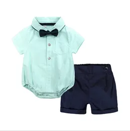 Sommer baby set jungen kleidung set Baby Strampler Gentleman kurzarm T-shirt + Overalls 2 stücke anzug neugeborene kleidung