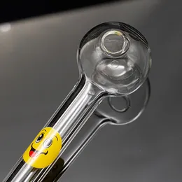 Großhandel Pyrex-Glas-Ölbrennerpfeife mit rauchendem buntem Smile-Logo, klarem Great Tube Nail