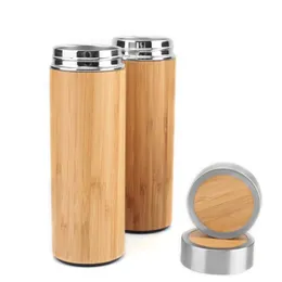 17oz Original Bamboo Tumbler with Tea Infuser and Strainer Stainless Steel Water Bottle Double Wall Vacuum Insulated Travel