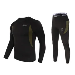 Hot 2017 Outdoor Esdy Wiosna Jesień Sport Fleece Thermal Curored Compression Bielizna Taktyczna T-Shirt Set Men