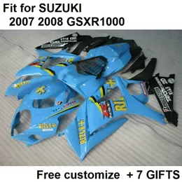 7 presentes carenagem kit para Suzuki GSXR1000 07 08 bule carenagens pretas GSXR1000 2007 2008 SS36