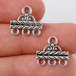 100st silverpläterade 3-hålsanslutningar Hängande charmar för smycken som gör fynd 13x14mm