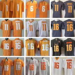 Mens College Tennessee Volunteers 16 Peyton Manning 11 Joshua Dobbs 1 Jalen Hurd #6 White Orange Black Men Jersey Football Jerseys