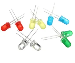 Kit assortimento di diodi emettitori di luci LED da 3 mm e 5 mm per Arduino Bianco brillante Rosso Blu Verde Giallo, confezione da 200