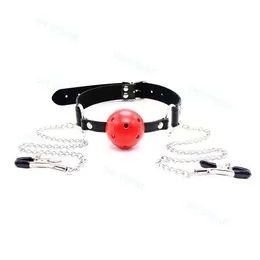 Bondage Fetish Cosplay Toy Collar Cuff Open Bouth Gag Roleplay Clipe de mama #T89.
