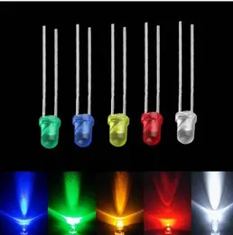 Gratis verzending Groothandel 100 stks Vijf kleuren LED-gloeilamp Hoog vermogen 2pin emitting diode lampen