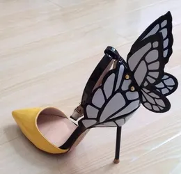 2018 Runway High Heel Shoes Woman Pointed Toe Butterfly Wing Pumps Women Sexy Party Shoes