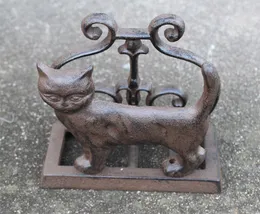 4 Pieces Cast Iron Paper Towel Holder Vintage Draw Paper Sheet Paper Holder Stand Cat Home Pub Bar Table Ornament Rustic Brown Retro Animal