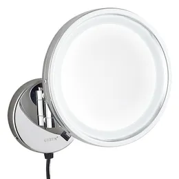Gurun Bathroom Lighted  Mirror with led Lights and Magnifying Wall Mount Cosmetic  Folding Mirrors Brass M1807D