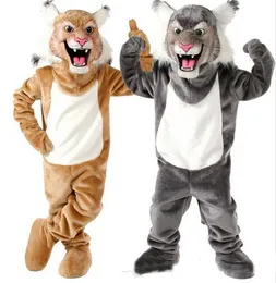 2018 wysokiej jakości hot Grey/Tan Wildcat Bobcat kostium maskotka na Halloween boże narodzenie kostium imprezowy strój postaci przebranie.