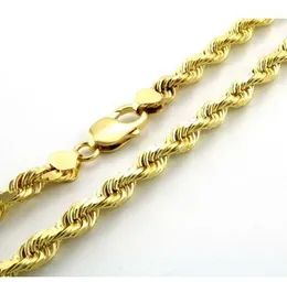 10k Yellow Gold Plated THICK 7mm Diamond Cut Rope Chain Link Necklace Men 24"