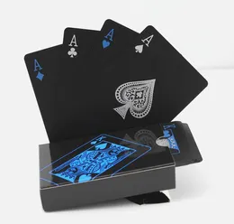 Set di carte da gioco in plastica PVC impermeabile caldo Trend 54pcs Deck Poker Classic Trucchi magici Strumento Pure Color Black Magic Box-packed