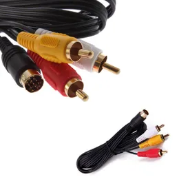 1,8m 6ft guldpläterade kablar RCA Video Audio A / V Kompositsledningsledning för Sega Saturn av kabel Högkvalitativt snabbfartyg