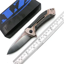 ZT 0801 탄소 섬유 CF 볼 베어링 전술 접는 나이프 D2 티타늄 캠핑 사냥 생존 나이프 야외 EDC 도구