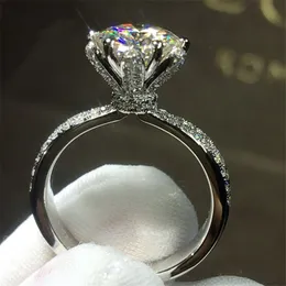 Choucong Kwiat Biżuteria Kobiety 925 Sterling Silver Pierścień 3CT Diamonique Diamond Engagement Wedding Band Pierścienie dla kobiet Prezent