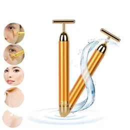 Hot Beauty Face Skin Care Tool Pro Slimming Face 24k Gold Lift Bar Vibration Facial Massager Energy Vibrating Bar