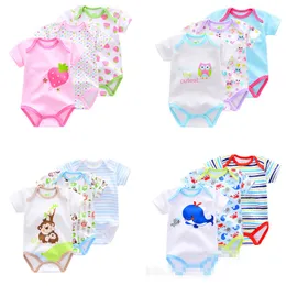 2018 Summer Baby Rompers Cotton Newborn Toddler Jumpsuit High Quality Cotton Kids Baby Romper Clothes 3Styles A Sets MOQ 6Sets Wholesale