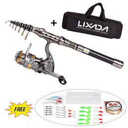 1.5/1.8/2.1/2.4m Telescopic Fishing Rod Reel Combo Full Kit Fishing Pole Spinning Reel Lures Line Set In Storage Bag Case Pesca